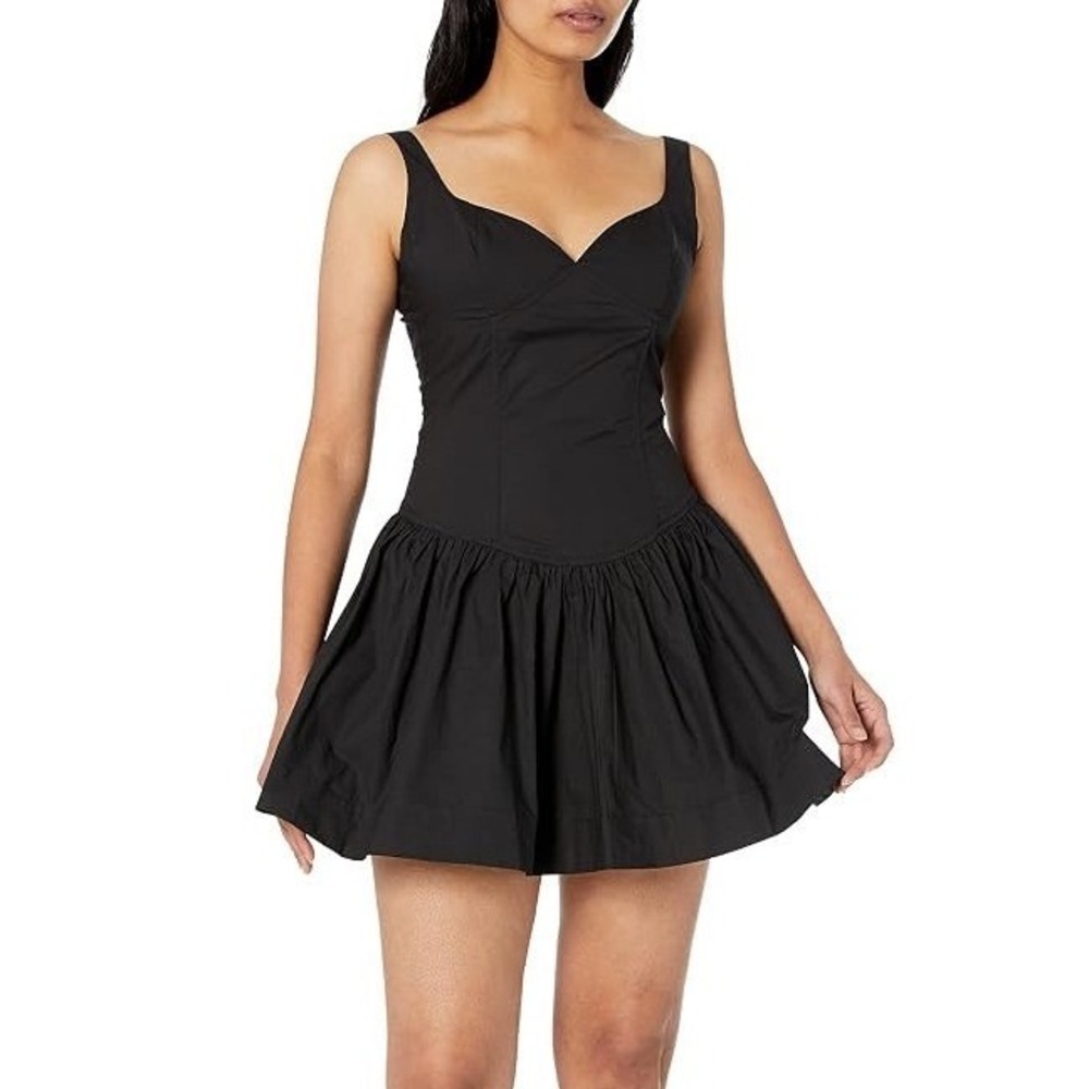 NIA Napoli Mini Dress Small Black Corset Lace Up Back Cotton Fit Flare Skater